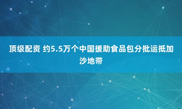 顶级配资 约5.5万个中国援助食品包分批运抵加沙地带