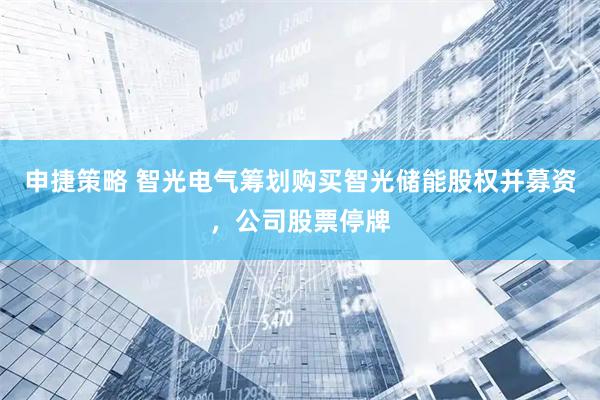 申捷策略 智光电气筹划购买智光储能股权并募资，公司股票停牌