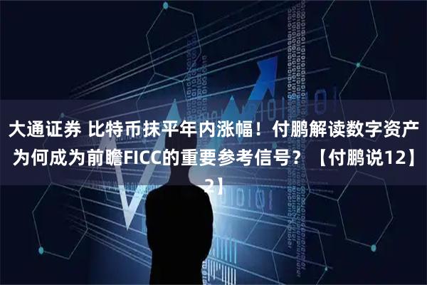 大通证券 比特币抹平年内涨幅！付鹏解读数字资产为何成为前瞻FICC的重要参考信号？【付鹏说12】