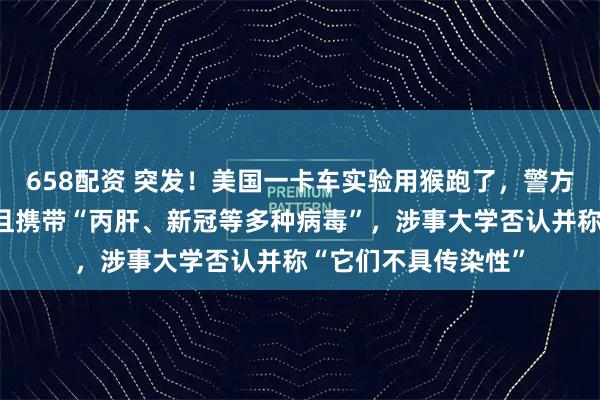 658配资 突发!美国一卡车实验用猴跑了,警方警告:具有攻击性且携带“丙肝、新冠等多种病毒”,涉事大学否认并称“它们不具传染性”